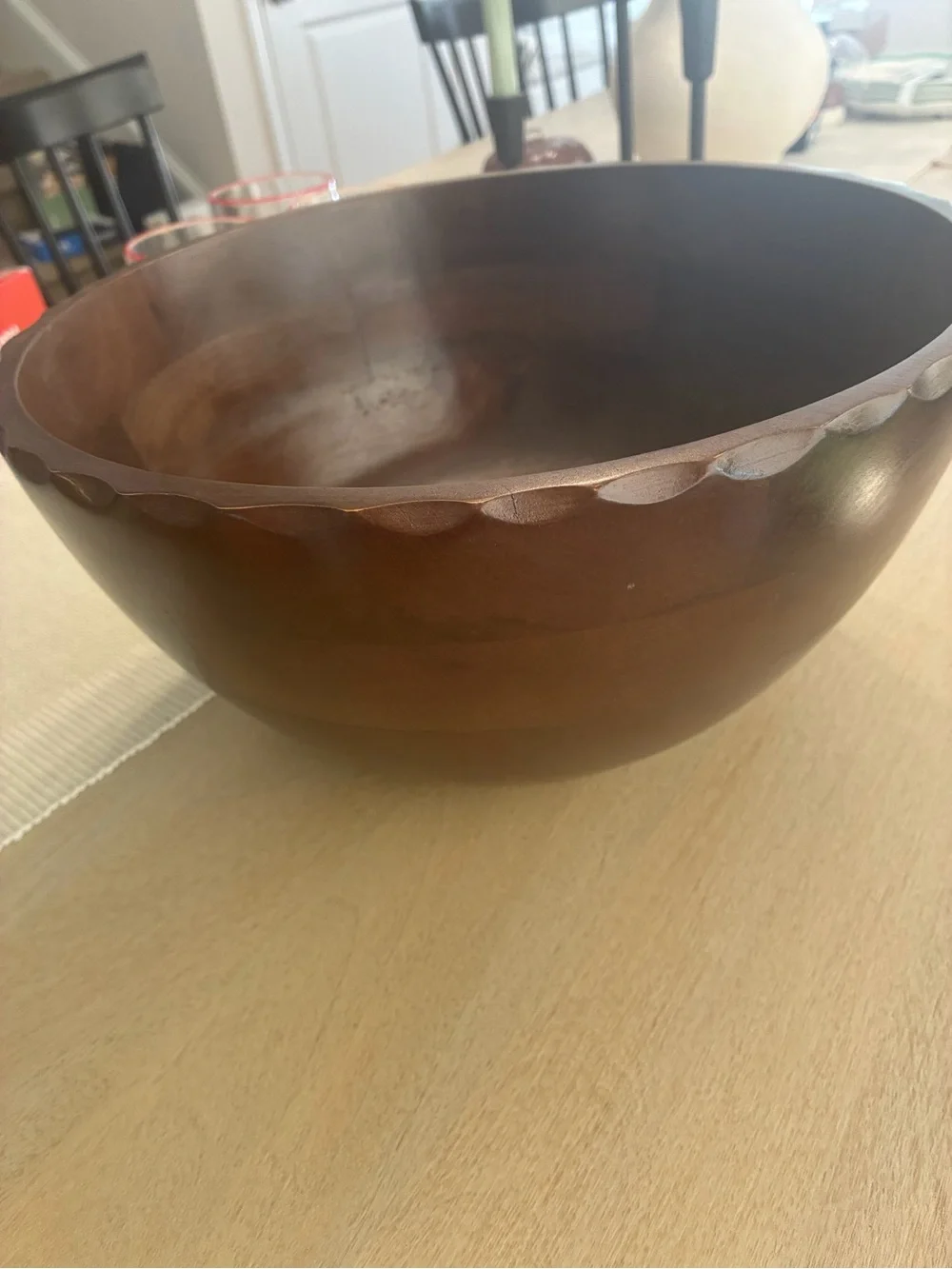 Hearth & Hand Large Carved Edge Wood Bowl Dark